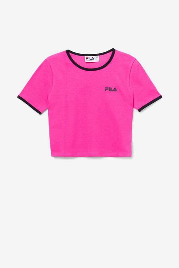 Tops Fila Mulher Rosa/Pretas - Fila Perla Crop Loja Online Portugal,EYQZ-31892